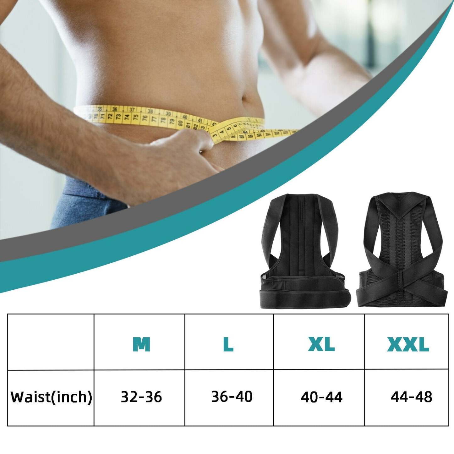 Men  Adjustable Back Posture Corrector Low Support Shoulder Brace-xinru