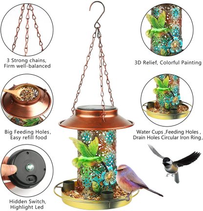 Outdoor Hanging Waterproof Solar Powered Bird Feeder-xinru