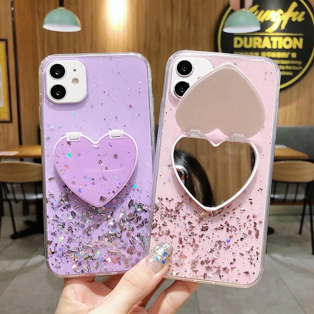 Heart Mirror Sequins Case-xinru
