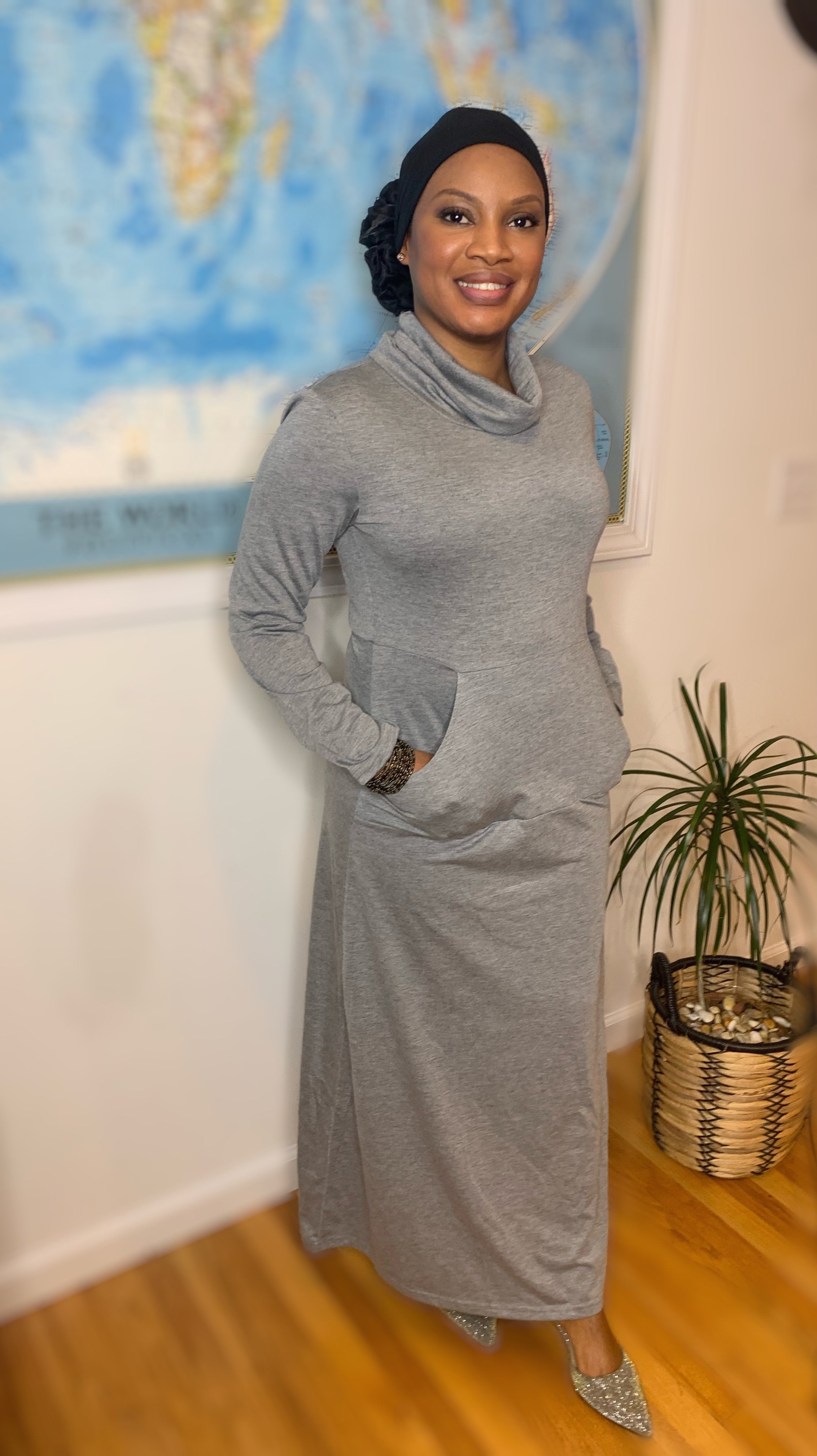 Casual Turtleneck Long Sleeve Dress Muslim Eid Gift-xinru