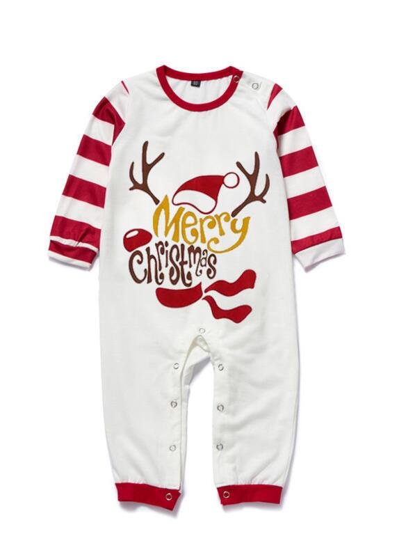 Letter Striped Print Family Matching Christmas Plus Size Pajamas-xinru shop