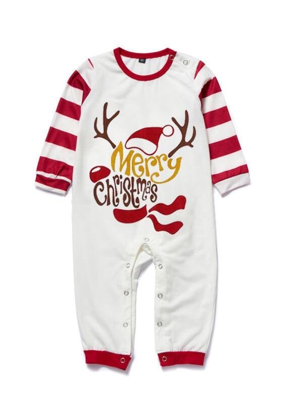 Letter Striped Print Family Matching Christmas Plus Size Pajamas-xinru shop