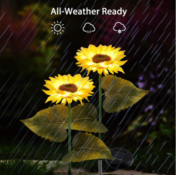 2 Pack Solar Powered Sunflower Outdoor Garden Light-xinru