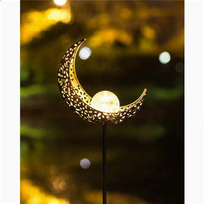 Garden Solar Moon Crack Glass Globe Lawn Light-xinru