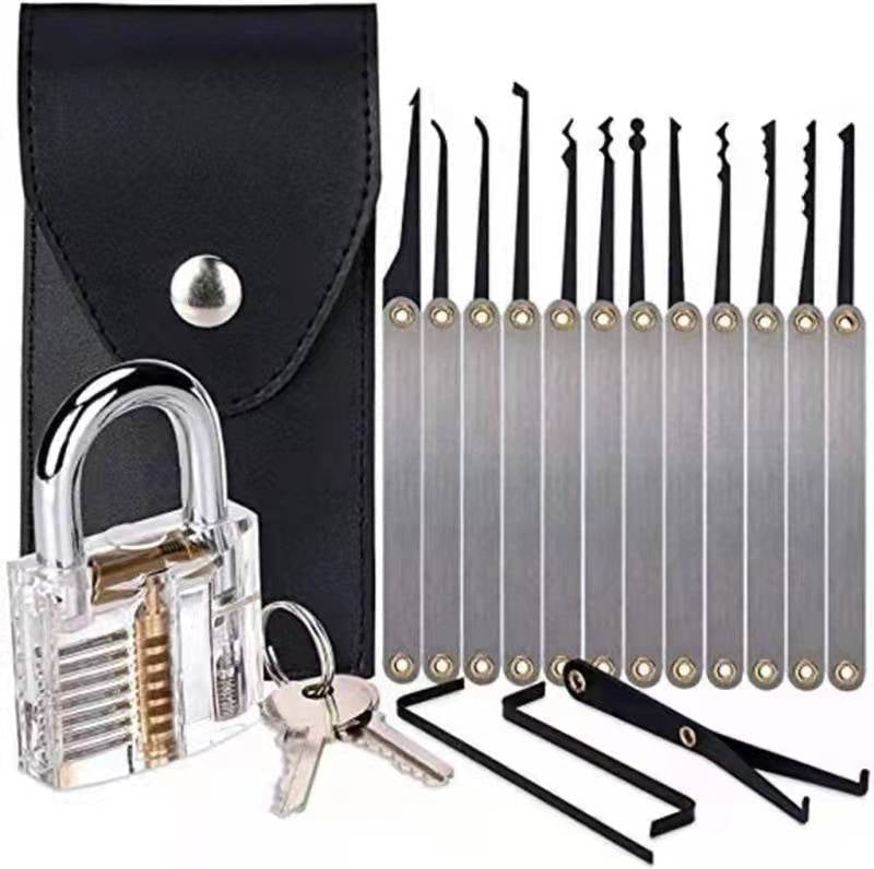 Lock Picking Set Kit Tool With Transparent Practice Training Padlock Lock For Locksmith Beginners And Professional-xinru shop