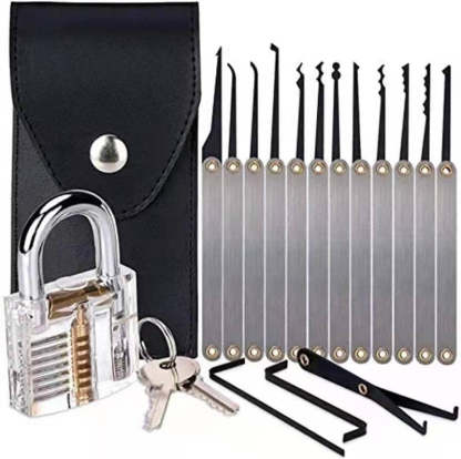 Lock Picking Set Kit Tool With Transparent Practice Training Padlock Lock For Locksmith Beginners And Professional-xinru shop