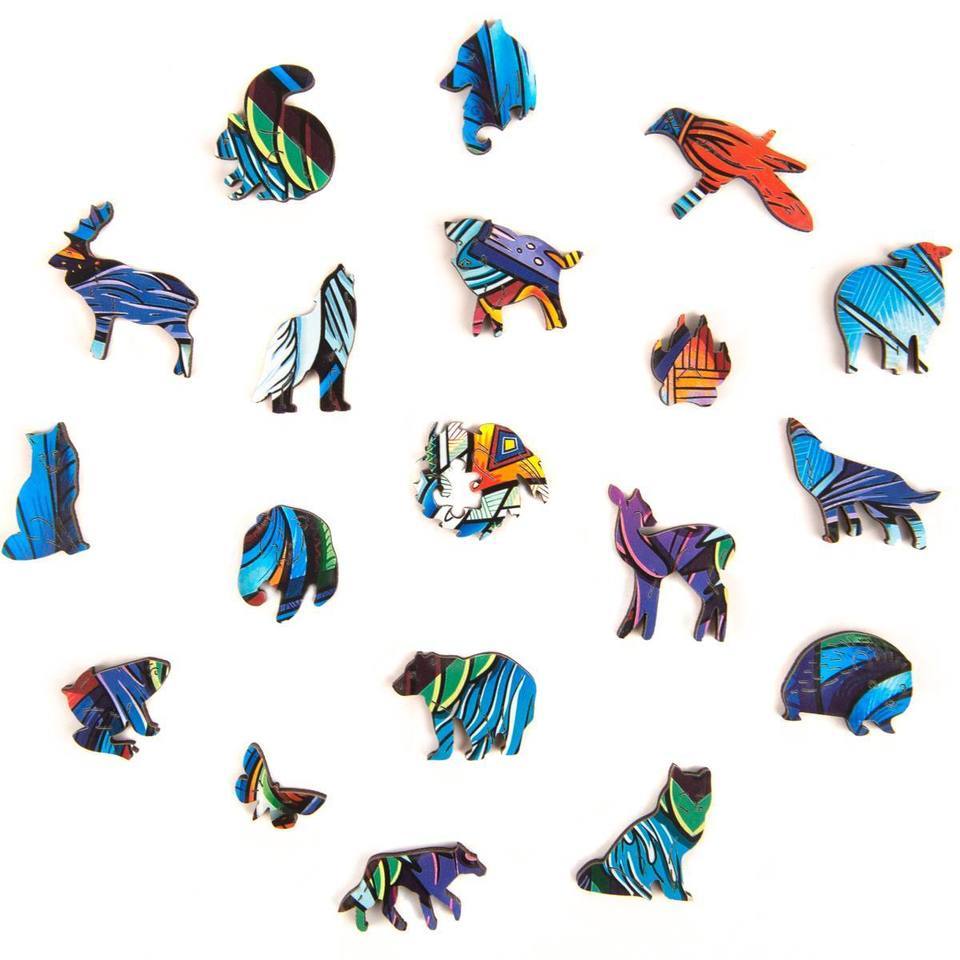 Wooden Jigsaw Puzzle Majestic Wolf With Box-xinru