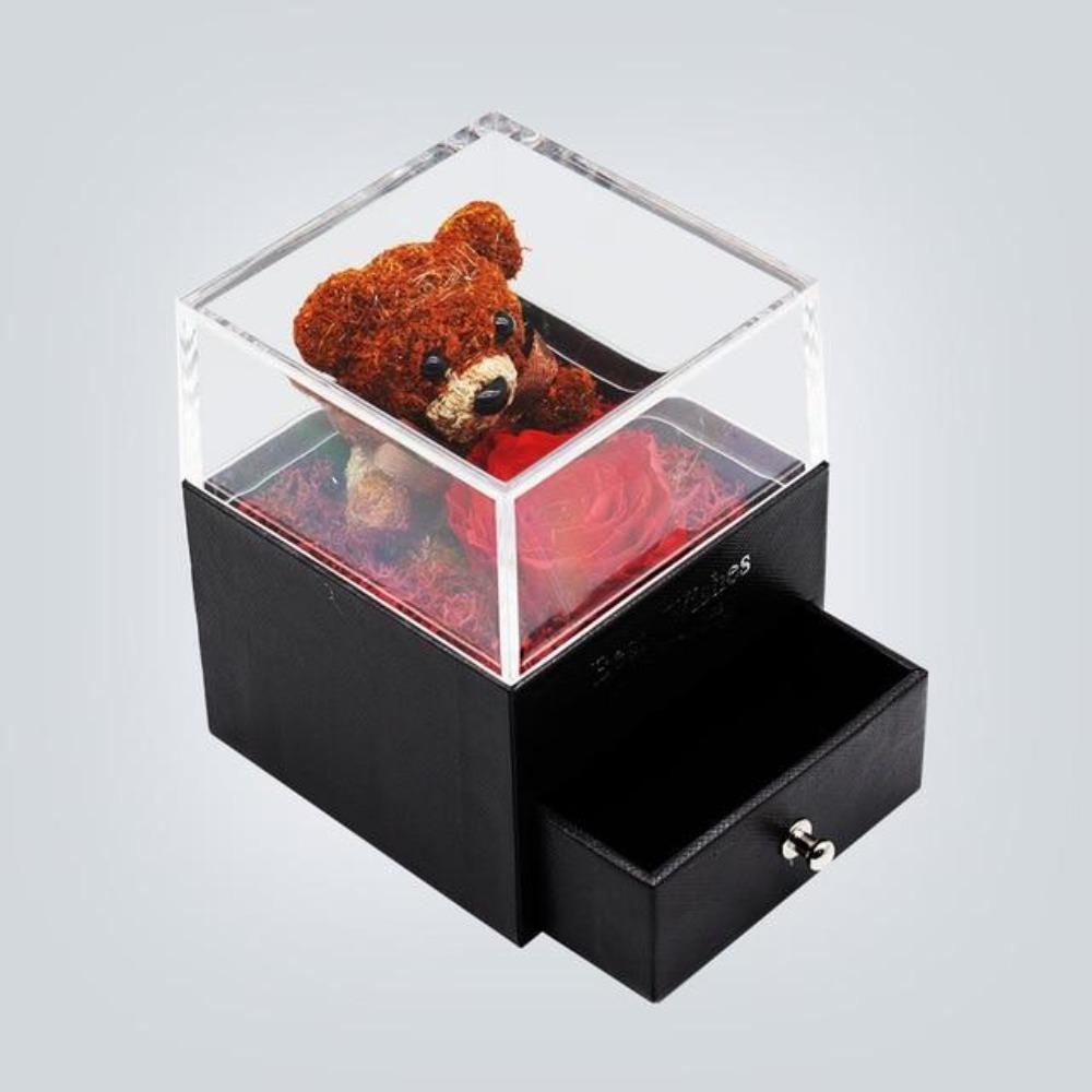 Immortal Preserved Rose Teddy Bear Box Display-xinru