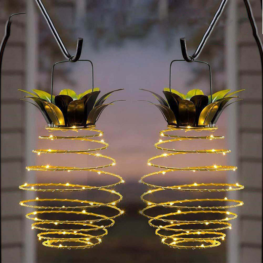Solar Pineapple Iron Lantern LED Waterproof Hanging Lights Garden Decorative-xinru