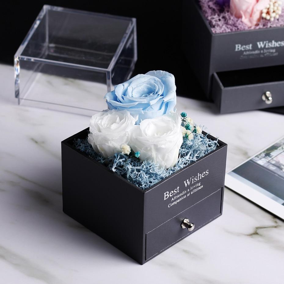 Immortal Preserved Rose Teddy Bear Box Display-xinru