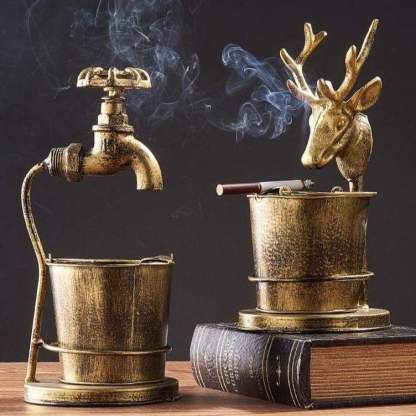 Retro Iron Ashtray Faucet Deer Bird-xinru shop