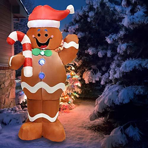 Joiedomi JO-GM01 Yard Decoration 5ft Self-Inflatable Gingerbread Man with Candy Canes Perfect for Wavin, White-xinru shop