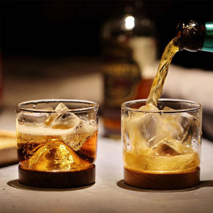 Whiskey Glass Small Glass Japanese Style Mountain Wooden Bottom Wine Glass-xinru