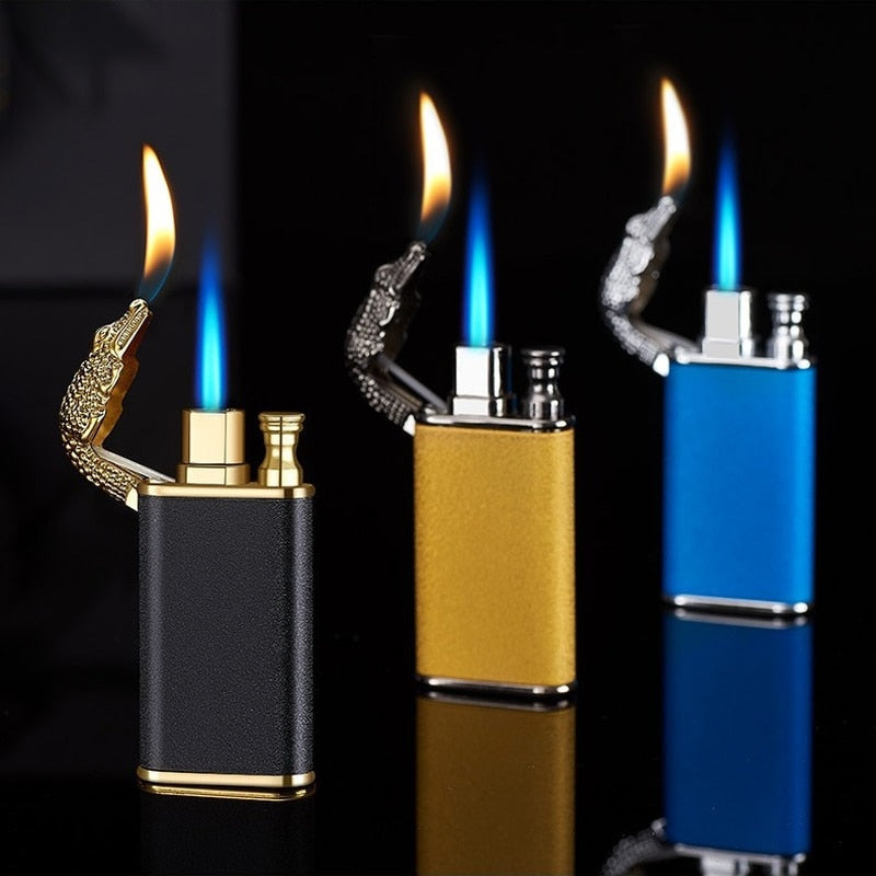 Creative Metal Double Flame Windproof Jet Turbine Men's Lighter-xinru