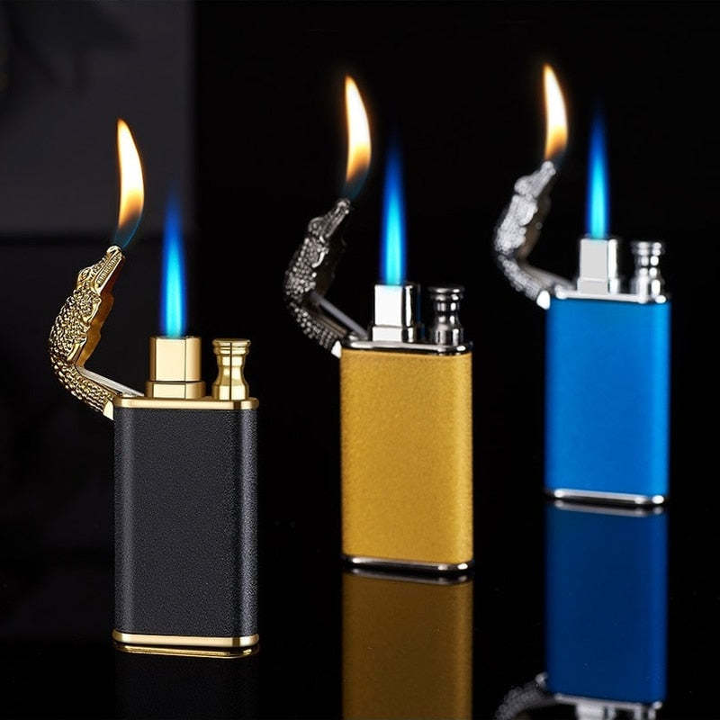 Creative Metal Double Flame Windproof Jet Turbine Men's Lighter-xinru