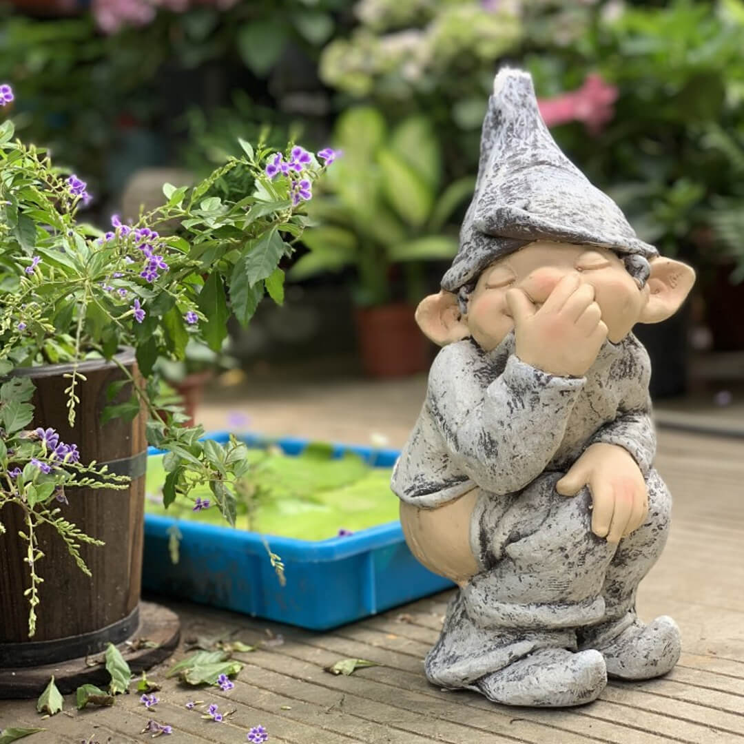 Fun Resin Gnome Mold Courtyard Miniature Elf Dwarf Statue Gargon Decoration-xinru
