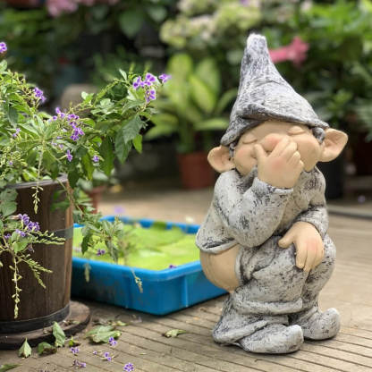 Fun Resin Gnome Mold Courtyard Miniature Elf Dwarf Statue Gargon Decoration-xinru