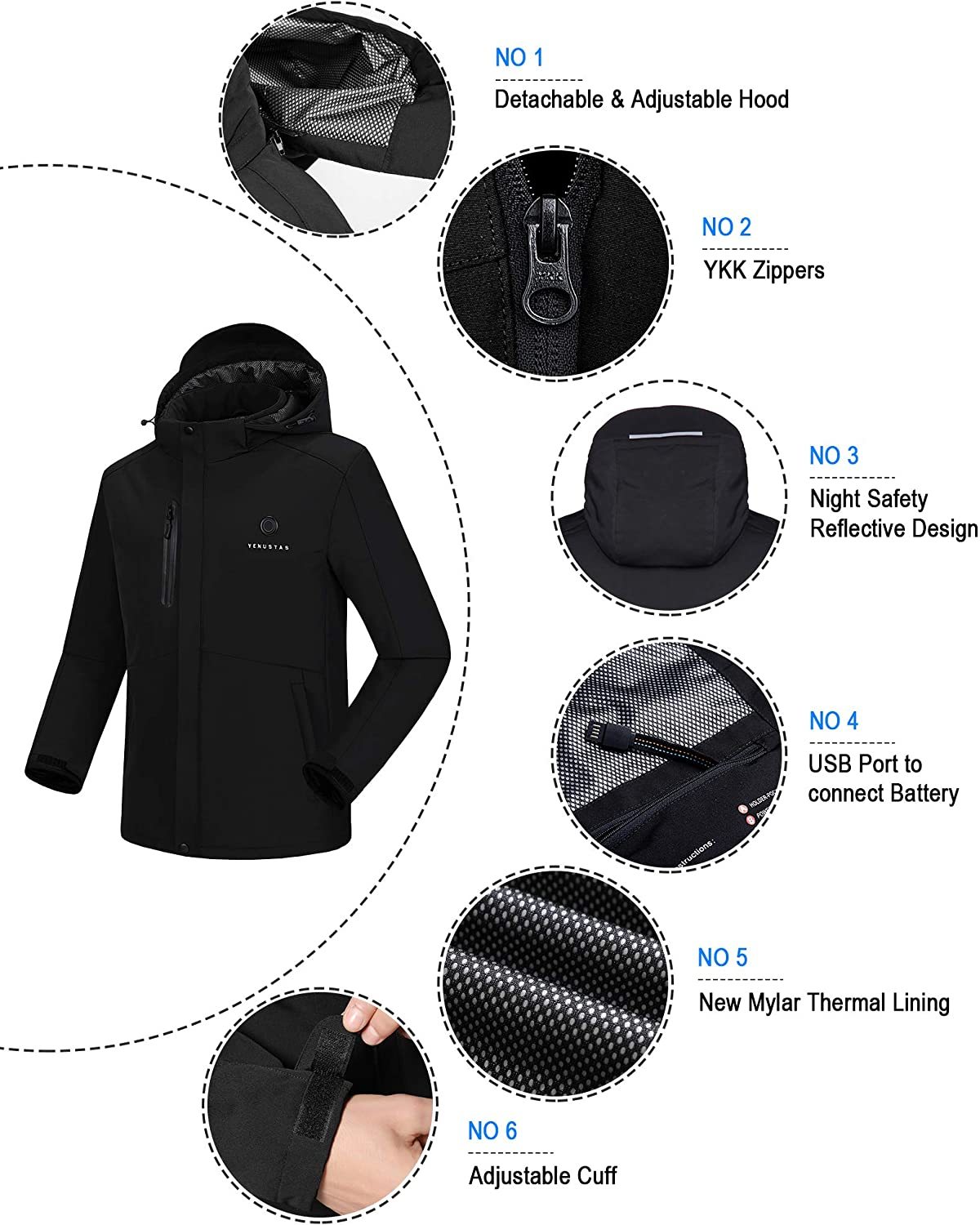 Men's Heated Jacket with Battery Pack 5V-xinru shop