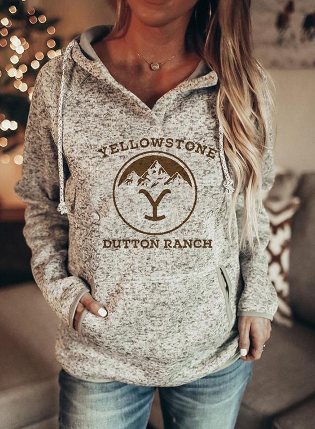 Ladies Yellowstone Film and Television Print Hoodie-xinru shop