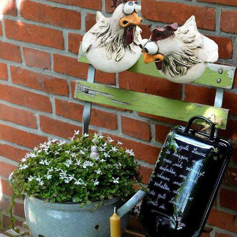Fun Chicken Resin Garden Fence Decor-xinru