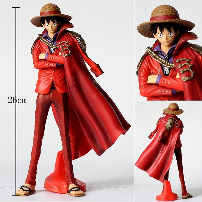 One Piece Figures Luffy With Red Shawl Cool Poseture PVC Figurine Toys-xinru