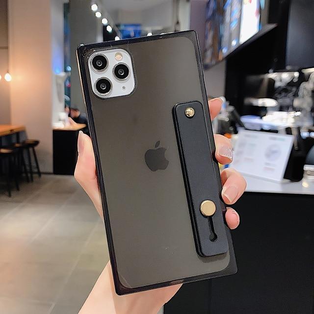 Clear Square Case + Wrist Strap-xinru