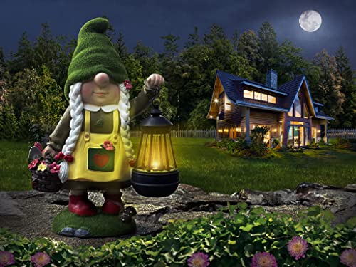 Solar Light Garden Gnome Holding Lantern Ornament Yard Art-xinru