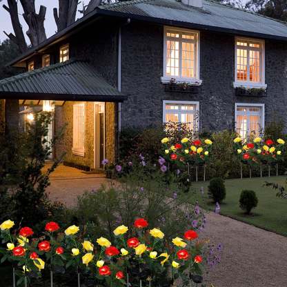 2 Packs Solar Rose Flower Stake Lights With 6 Rose Flowers-xinru