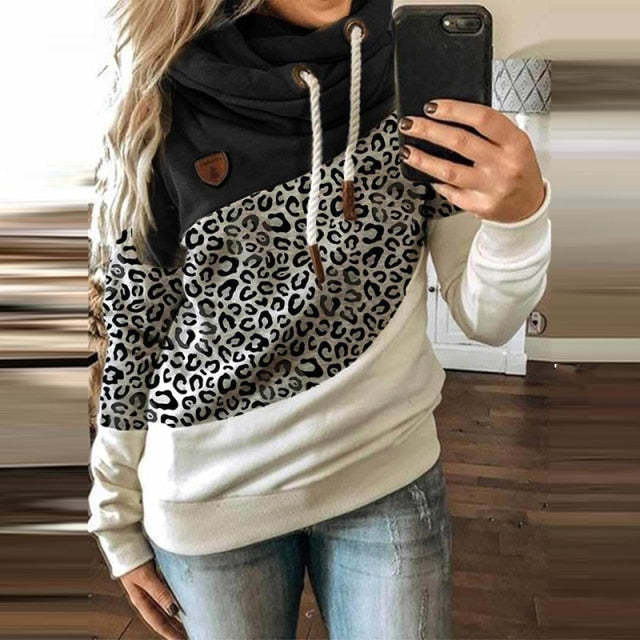 Spring Women Patchwork Hooded Sweatshirt-xinru