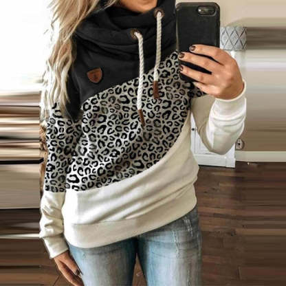 Spring Women Patchwork Hooded Sweatshirt-xinru