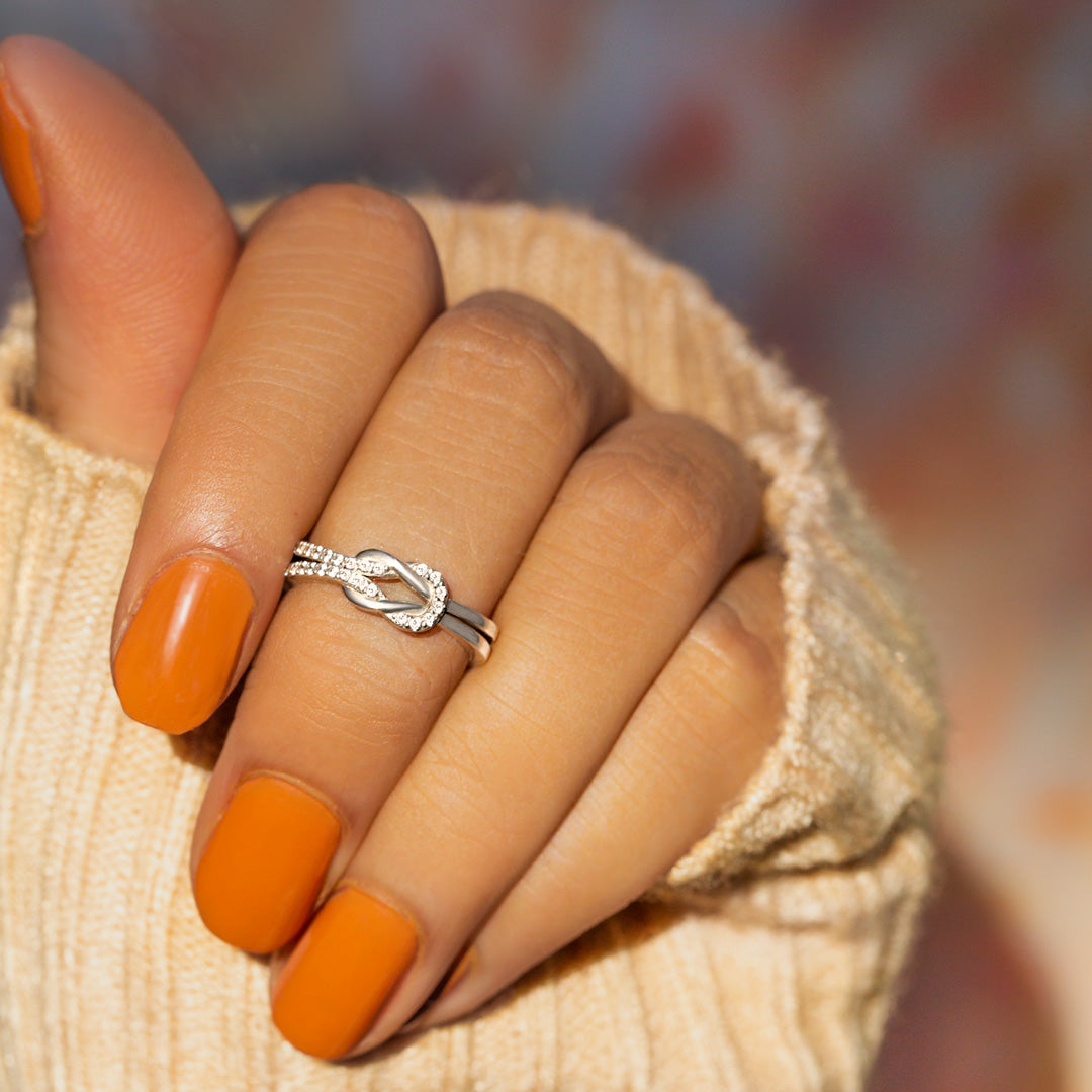 Delicate Sterling Silver Love Knot Ring Mother's Day Gift-xinru