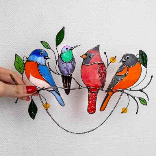 Birds Stained Glass Window Hangings Mothers Day Gift-xinru