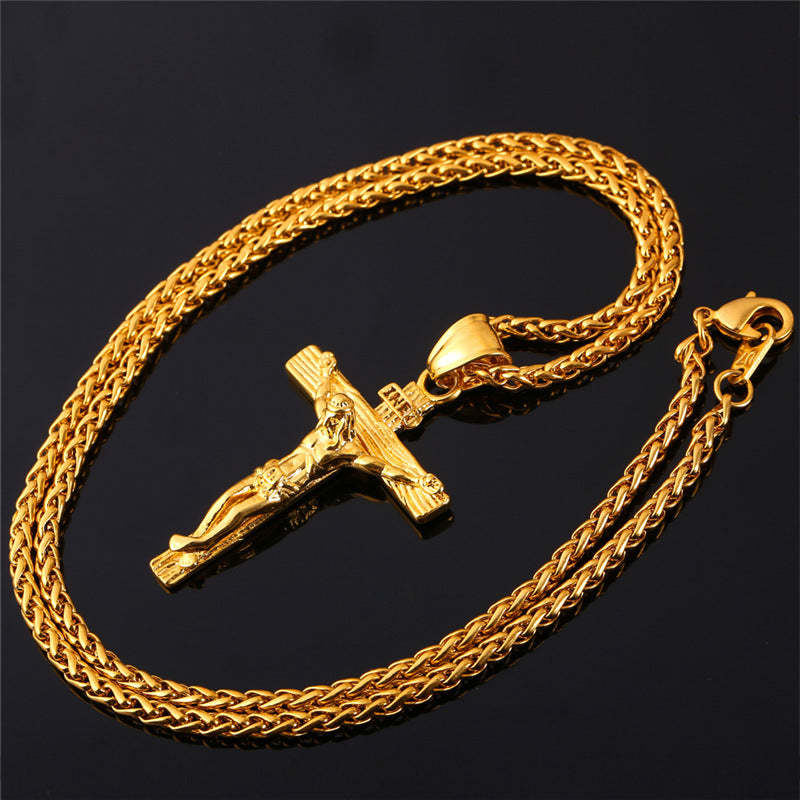 Crucifix Cross Necklace Catholic Pendant For Men-xinru