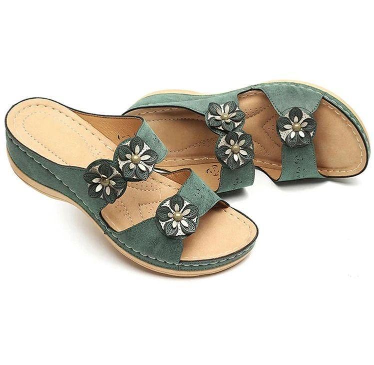 Premium Handicraft Open Toe Charming Fancy Flower Women Sandals-xinru