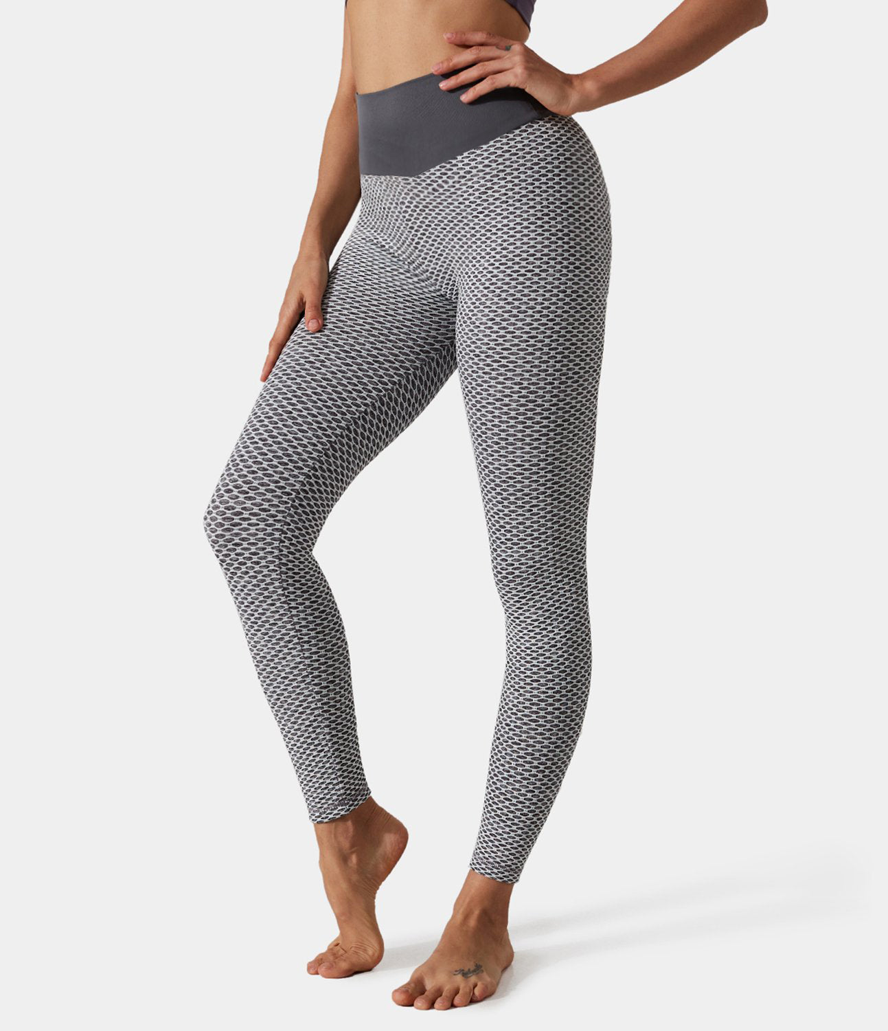 High Waisted Butt Lifting Honeycomb Leggings-xinru shop
