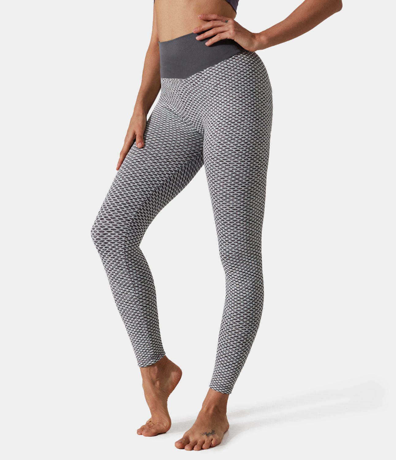 High Waisted Butt Lifting Honeycomb Leggings-xinru shop