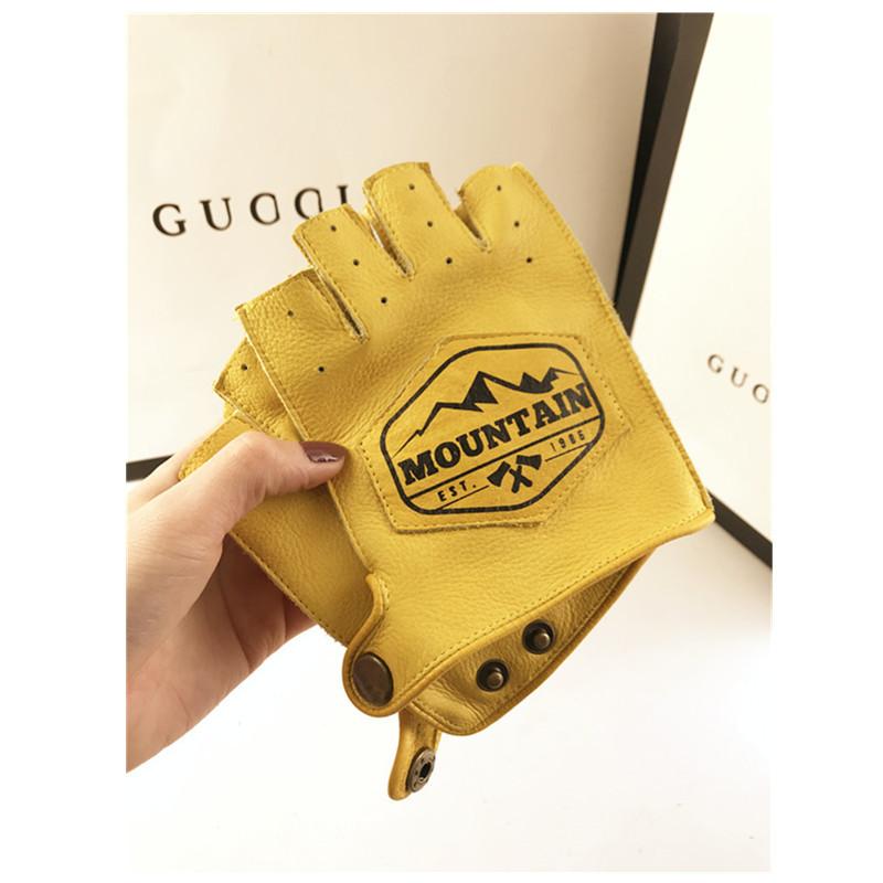 Motorcycle Retro Half Finger Gloves-xinru shop