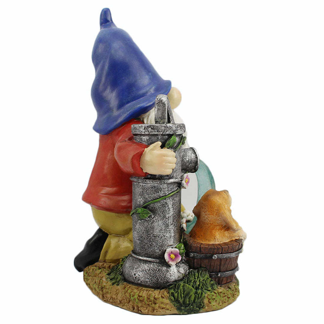 Solar Garden Gnome Water Pumping Sculpture Patio Outdoor Ornament Decor-xinru
