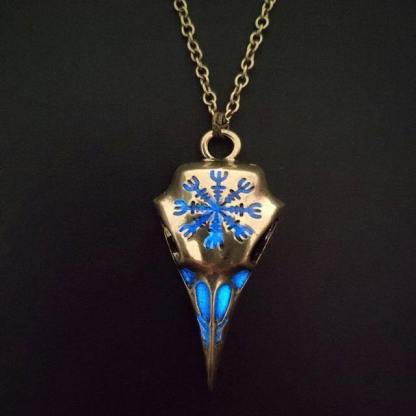 Viking Raven Glowing Runic Compass Pendant Necklace-xinru
