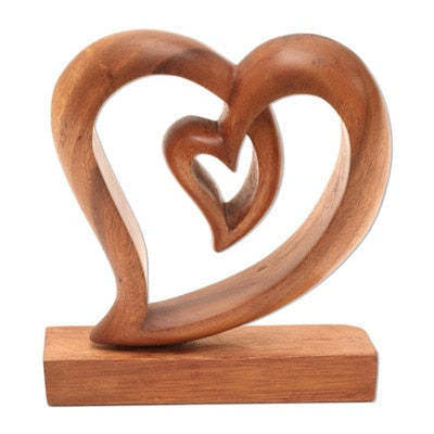 Wooden Love Eternal Romantic Couple Statue-xinru