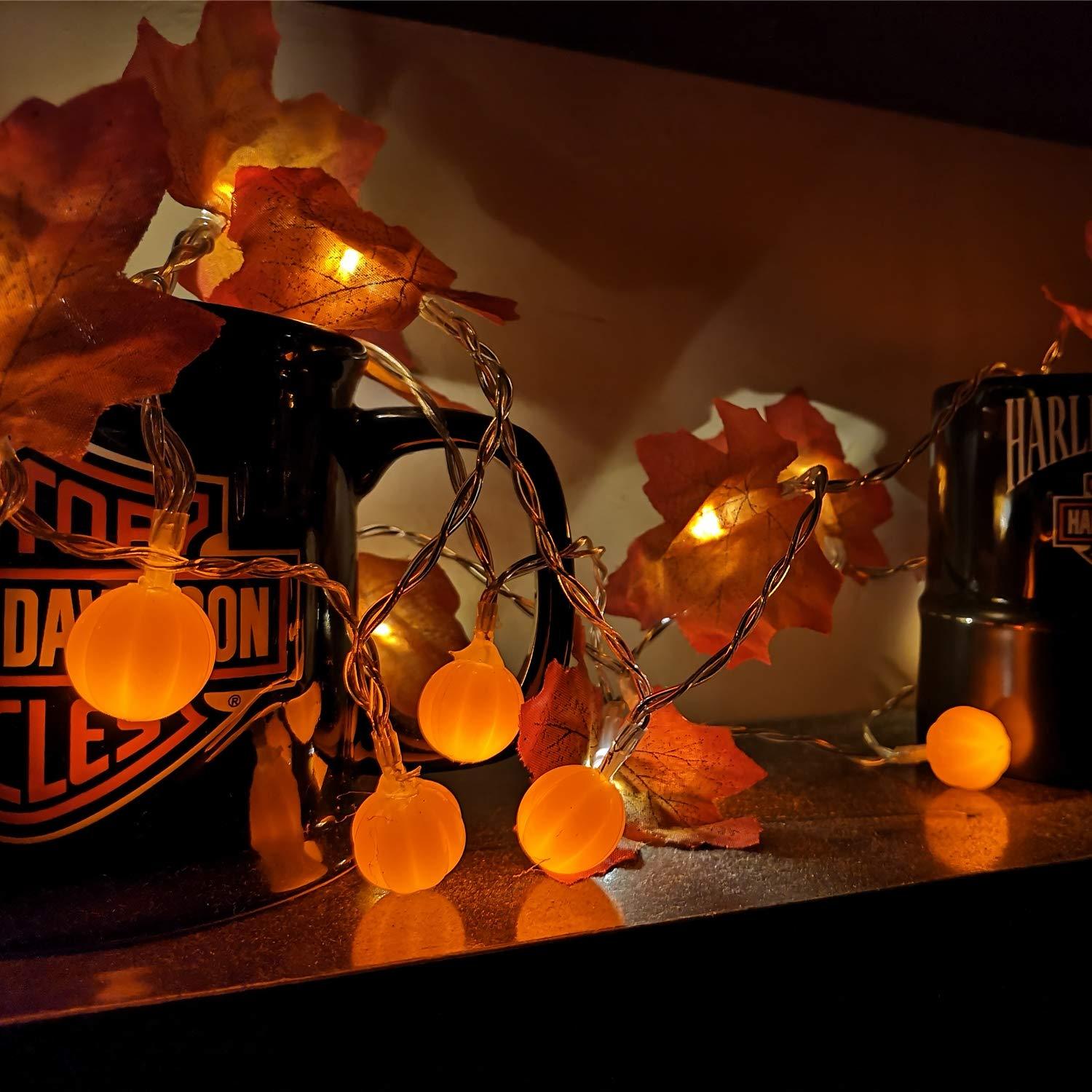 Maple Leaf Pumpkin LED Lights Festival Party Decoration Battery String Lights-xinru