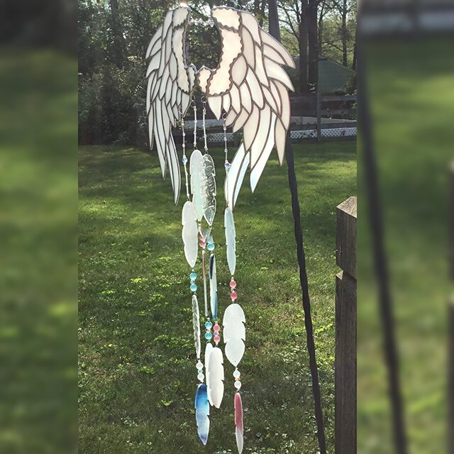 Angel Wings Wind Chime Patio Garden  Suncatcher Hanging Decor-xinru