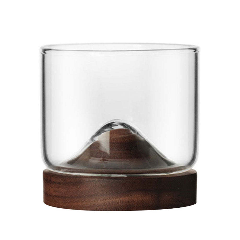 Whiskey Glass Small Glass Japanese Style Mountain Wooden Bottom Wine Glass-xinru