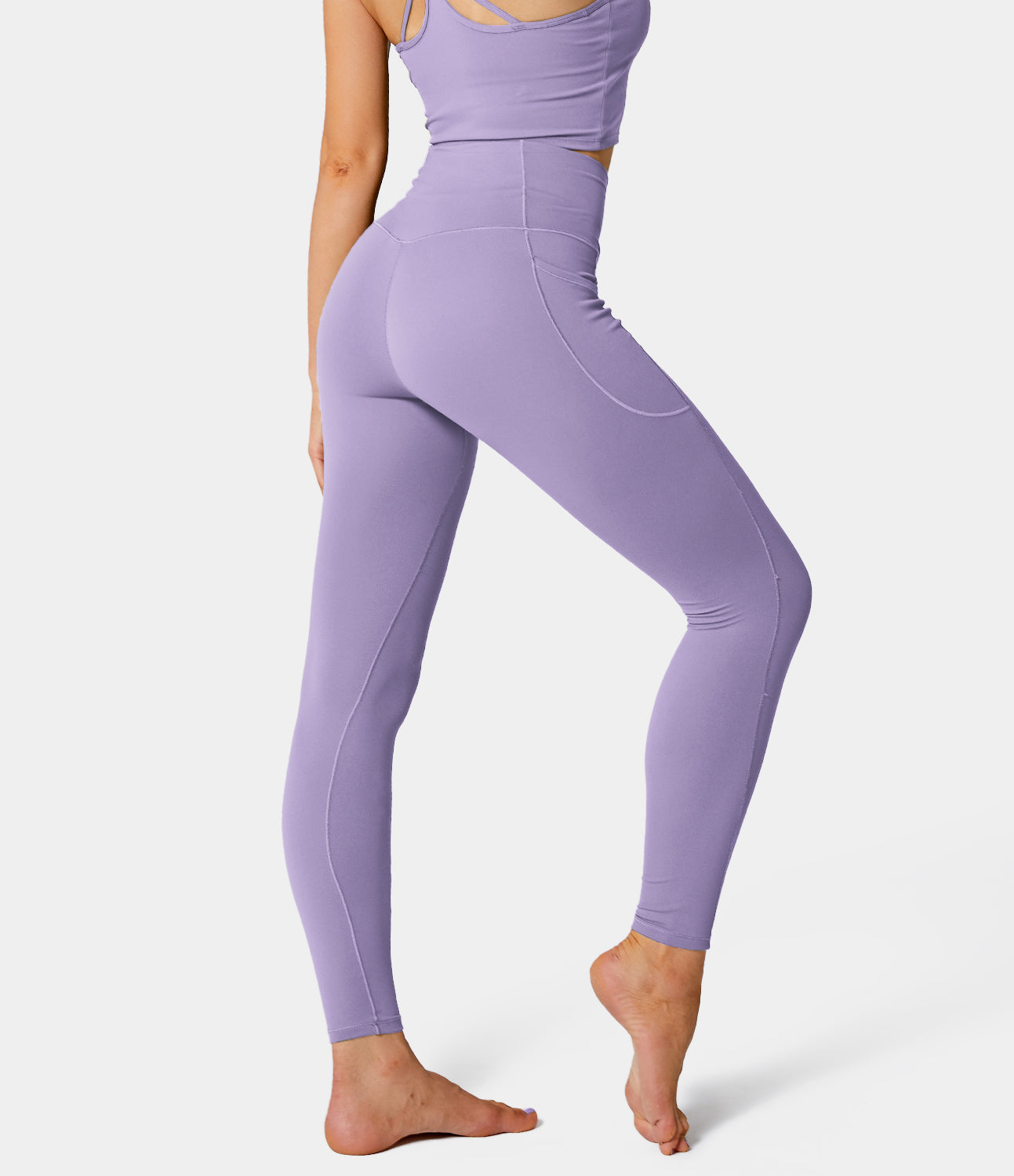 Cloudful® Crossover Pocket Plain 7/8 Leggings-xinru shop