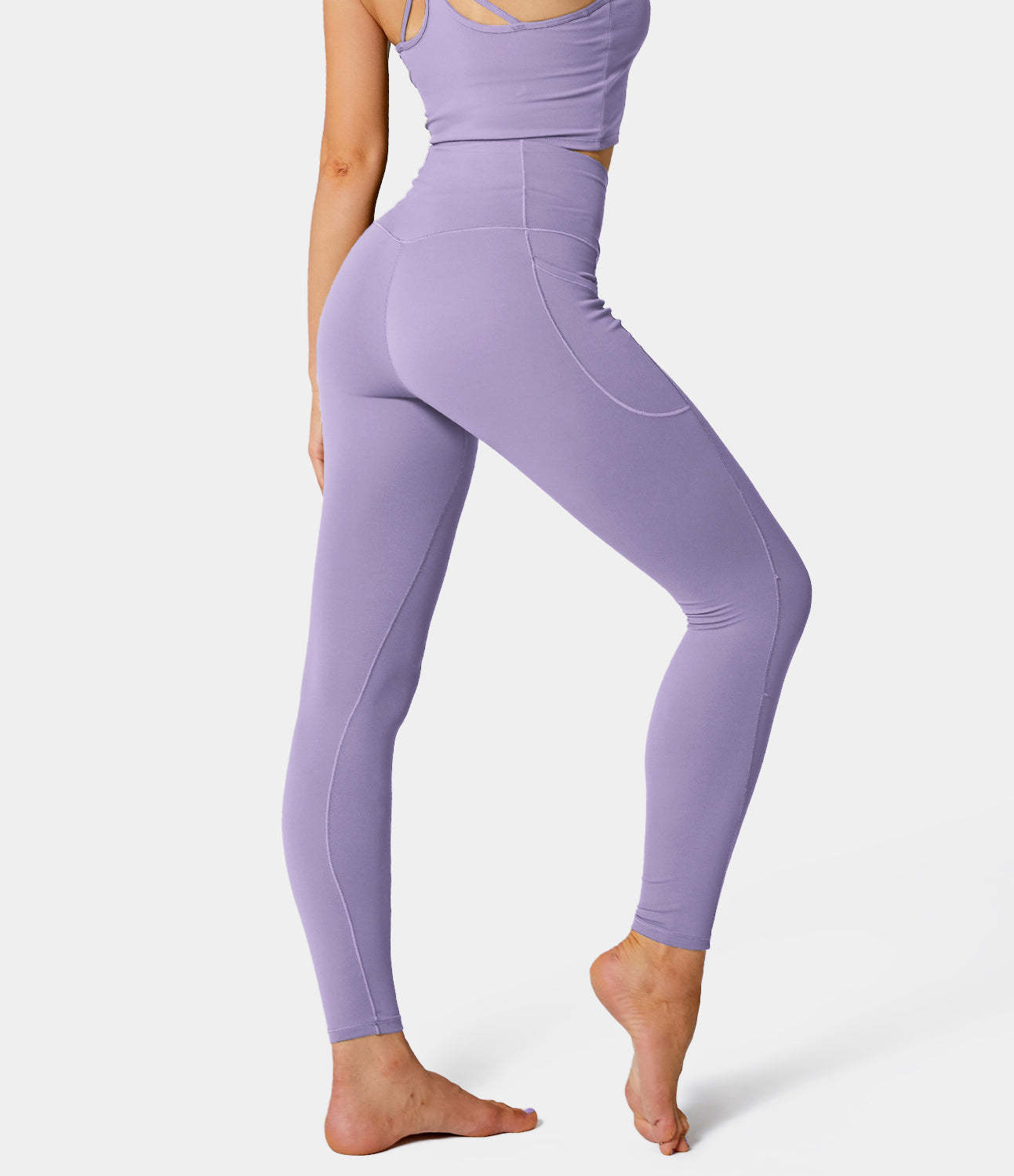 Cloudful® Crossover Pocket Plain 7/8 Leggings-xinru shop