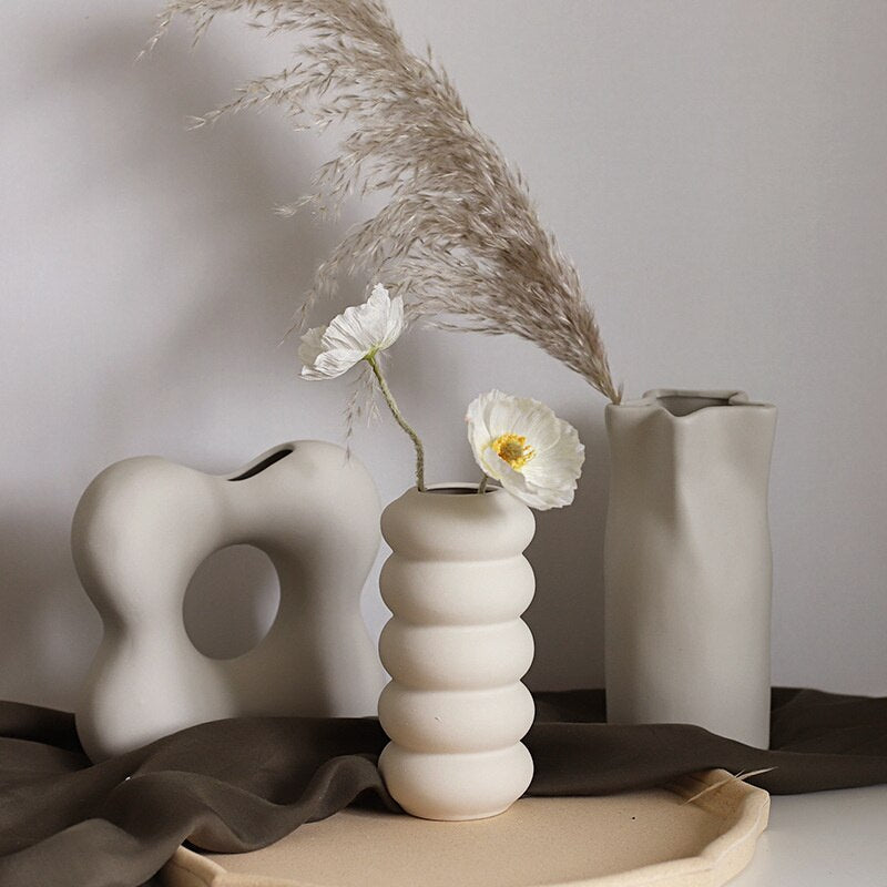 Ceramic Vase Creative Art Dried Flower Plain Floral Arrangement-xinru
