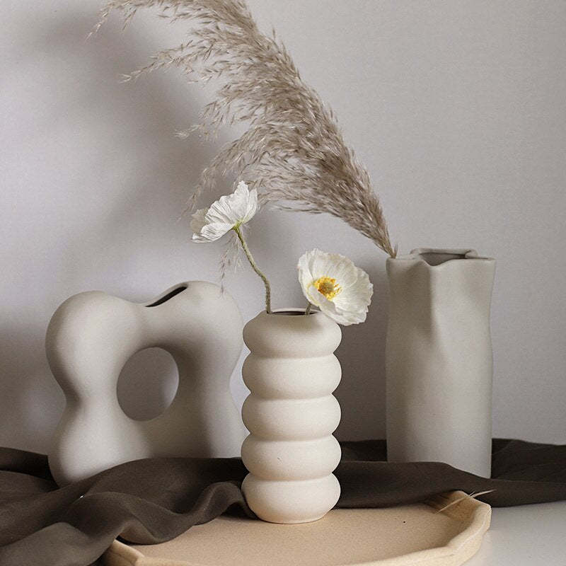 Ceramic Vase Creative Art Dried Flower Plain Floral Arrangement-xinru