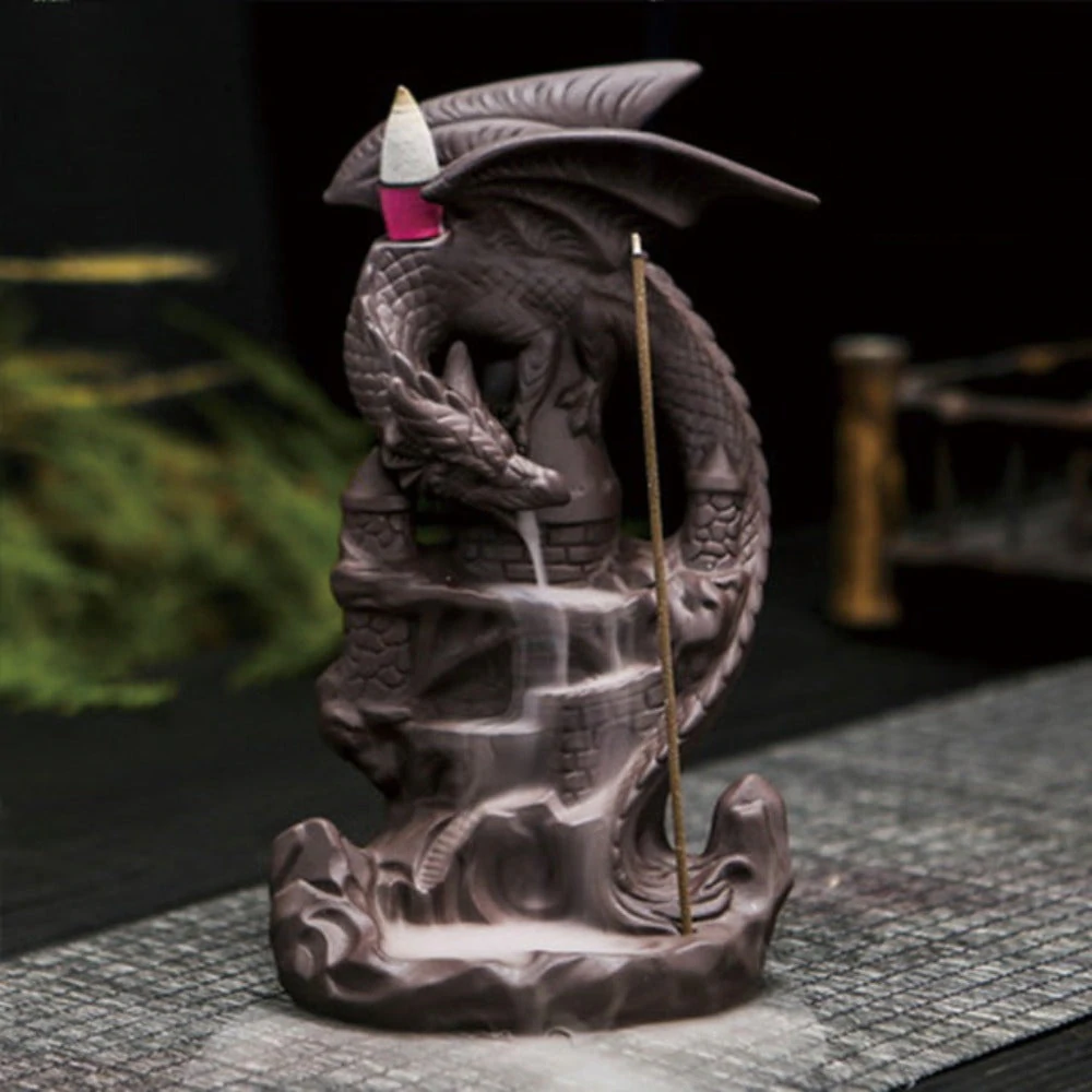 Mystic Dragon Waterfall Down Flow Draft Incense Burner-xinru