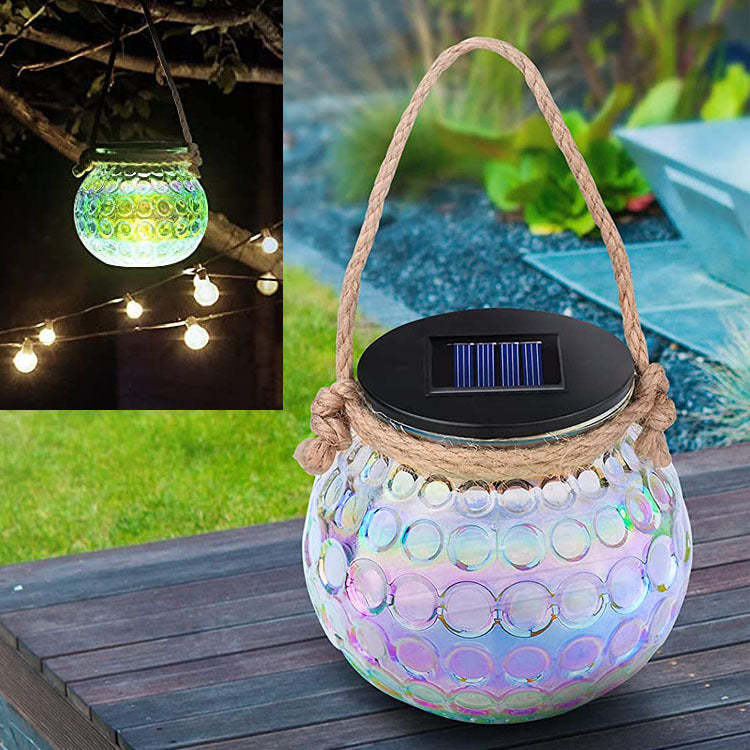 Solar Cracked Glass Bottle LED Outdoor Decorative Hanging Light-xinru
