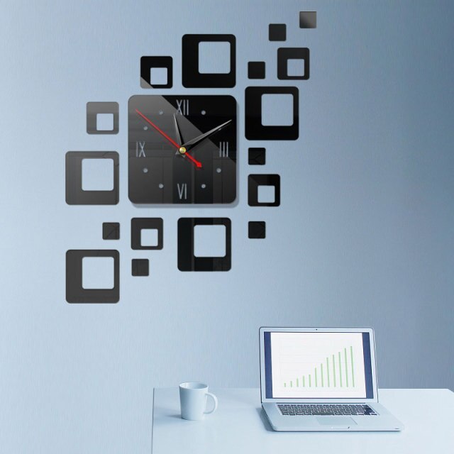 DIY 3d Large Wall Clocks Acrylic Mirror Stickers Oversize Home Decor-xinru